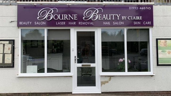 Bourne Beauty by Claire storefront — Beauty Salon, Laser Hair Removal, Nail Salon, Skin Care — 01992 460745